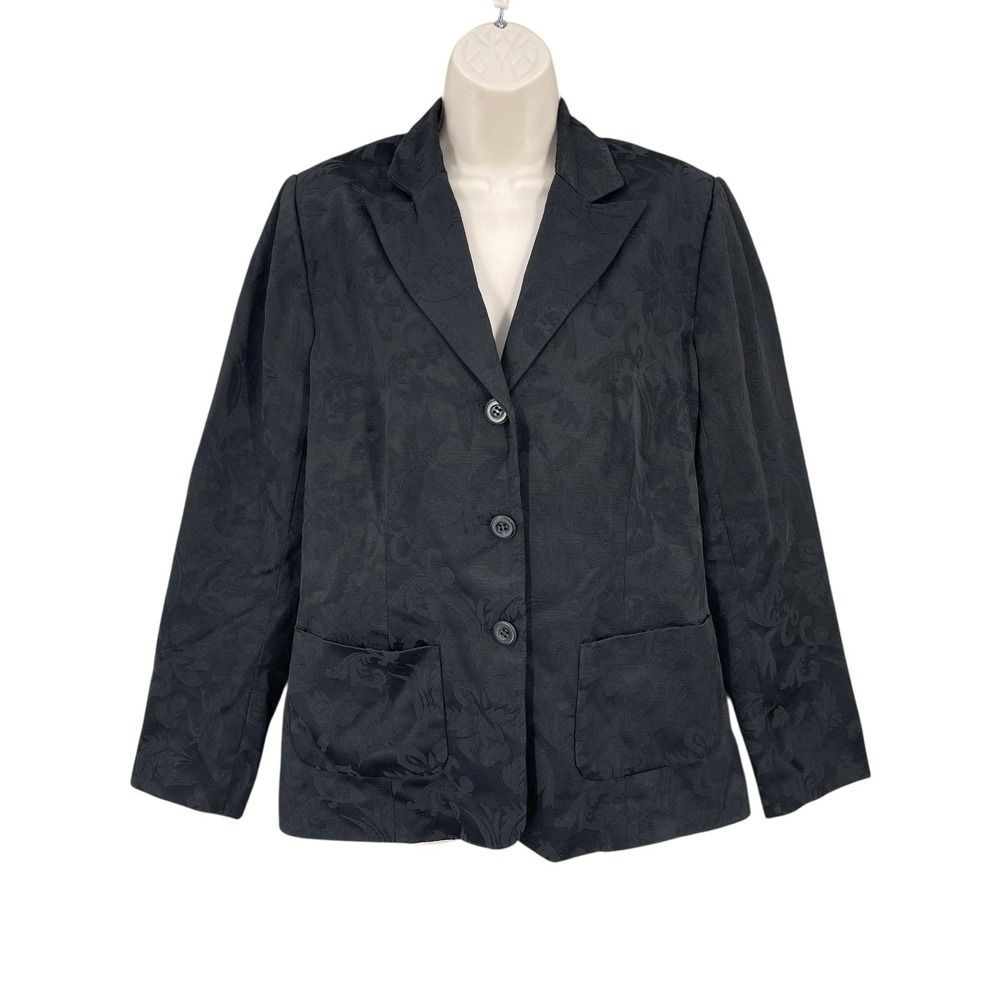 Damask Blazer Jacket Women Size L Whimsigoth Academia Floral Jacquard Retro Y2K